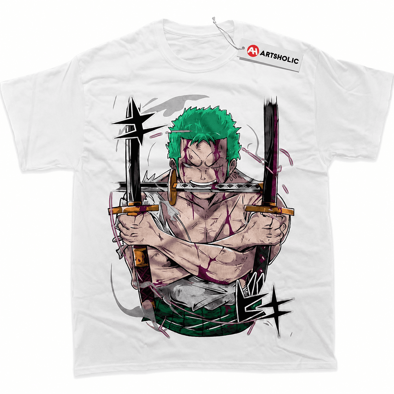 Zoro Tee — One Piece, 240 GSM combed cotton · drop shoulder